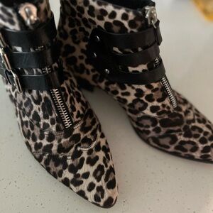 Tabitha Simmons Brown and Black Ankle Boots with Straps